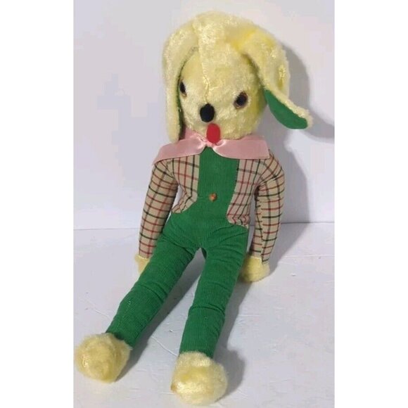 Vintage Plush Yellow Creepy Rabbit 1950's  OOAK Kitsch Japan?  Germany? Italy? - Picture 1 of 5